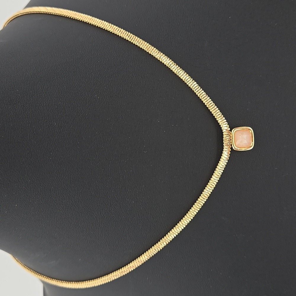 Serefina Peach Rhinestone on Gold Tone Necklace
